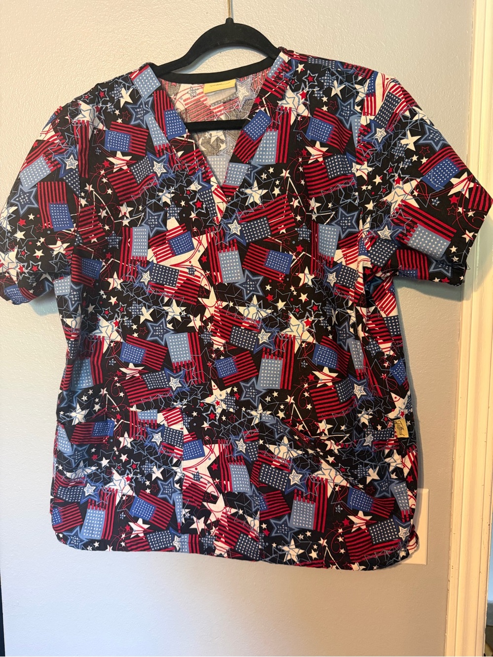 Tafford Red, White & Navy Star-Stripe Medical Top